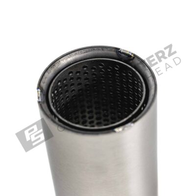 Close up shot of the rear of the OEM BMW M Performance Tailpipe Titanium - F8X - 18302358111
