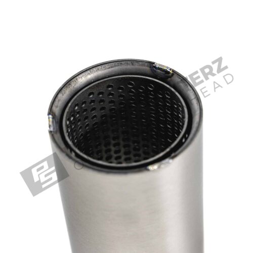 Close up shot of the rear of the OEM BMW M Performance Tailpipe Titanium - F8X - 18302358111