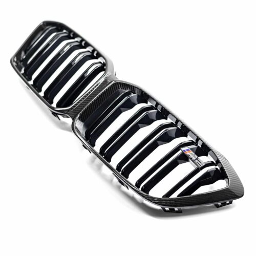 Genuine BMW M Performance Carbon fiber front grille for BMW F87 M2 Competition shown on a white background 51712453944