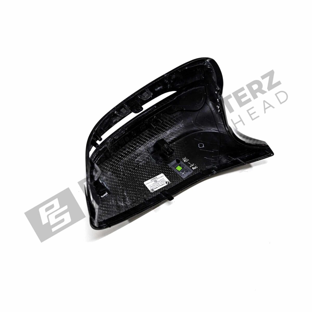 Rear view of the OEM BMW M Performance Carbon fiber Mirror caps - 51162446822