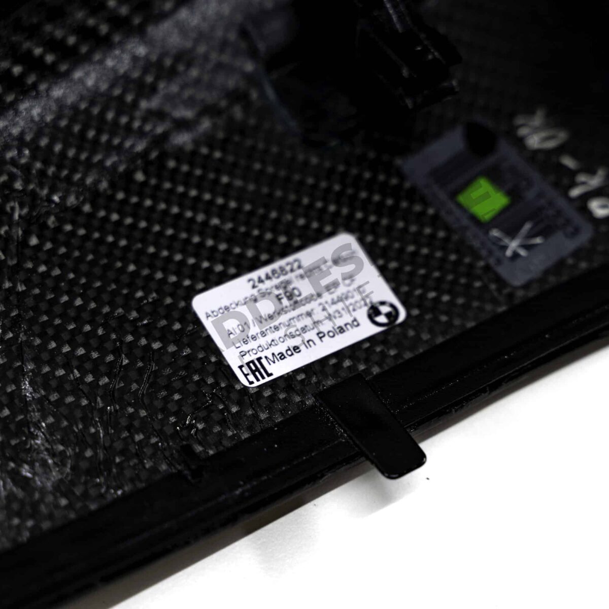 Close up shot of the OEM BMW M Performance Carbon fiber Mirror caps - 51162446822