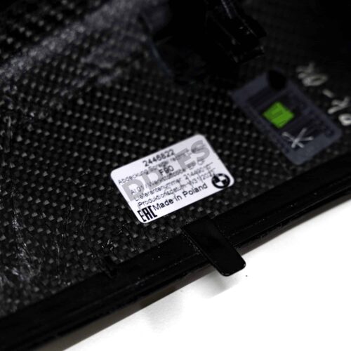 Close up shot of the OEM BMW M Performance Carbon fiber Mirror caps - 51162446822