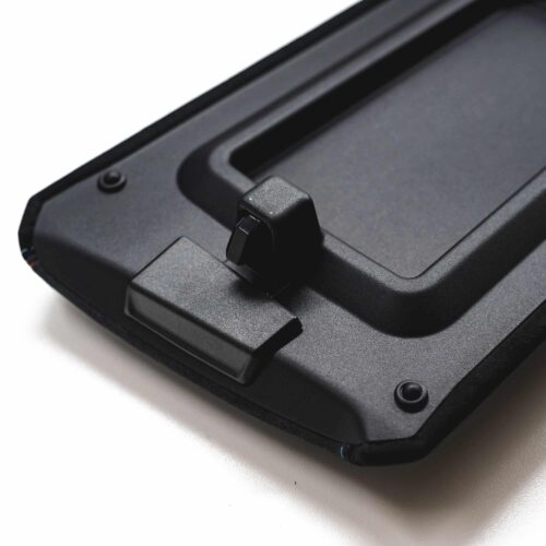 Original BMW M Performance Armrest Alcantara 51165A5D595 bottom close up shot of closing mechanism