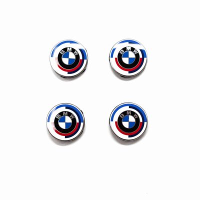 thumbnail image 2 of Set Of 4 – 56mm BMW 50th Anniversary Wheel Center Hub Caps – Blue/Red/Violet Logo (Glossy, 36135A37E40) 2 of 4