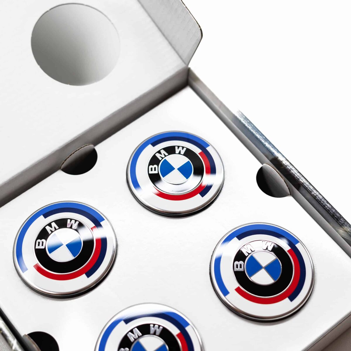 OEM BMW Wheel Center Caps 50 Year M 56mm 36125A57484