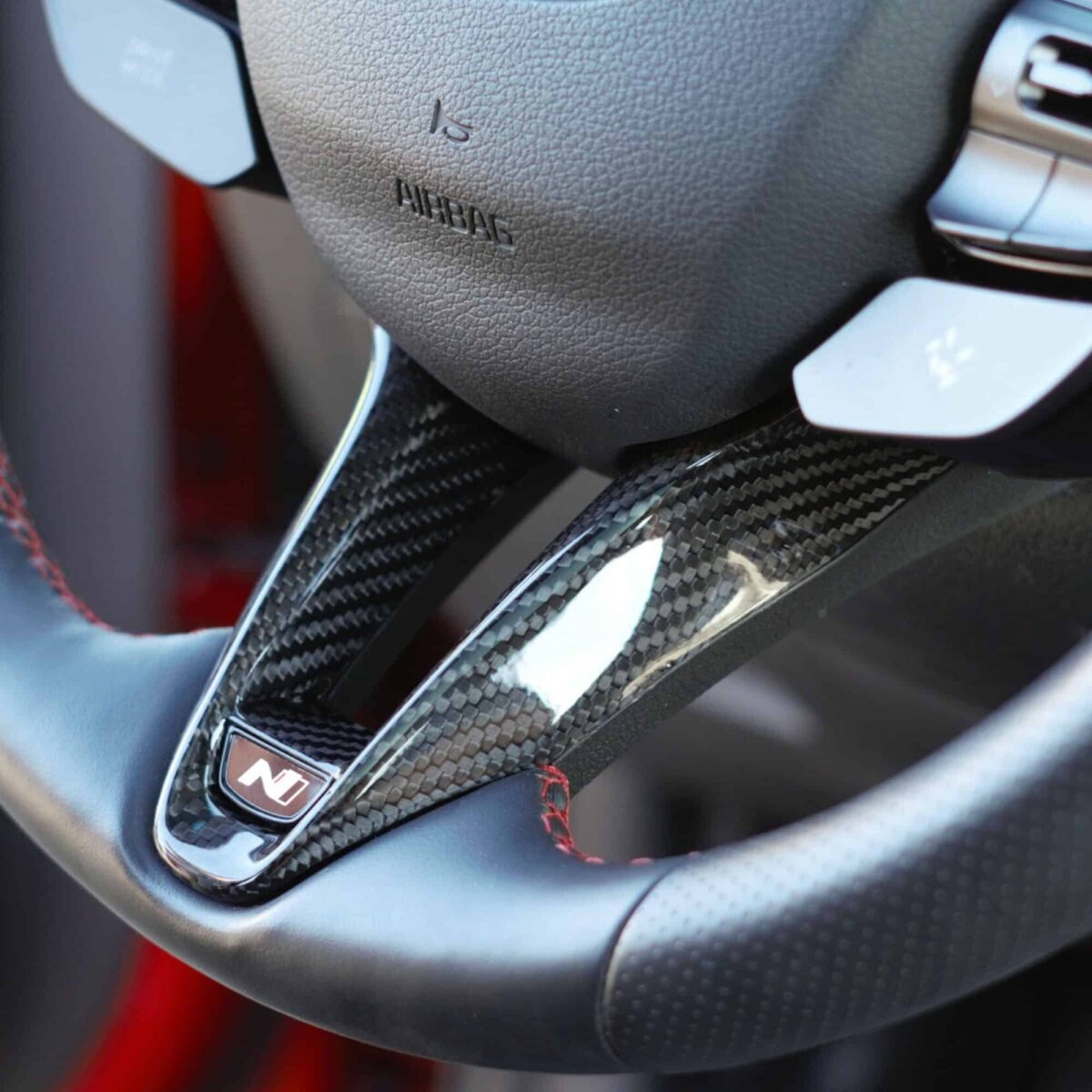 Hyundai carbon fiber steering wheel trim for i30N and i20N