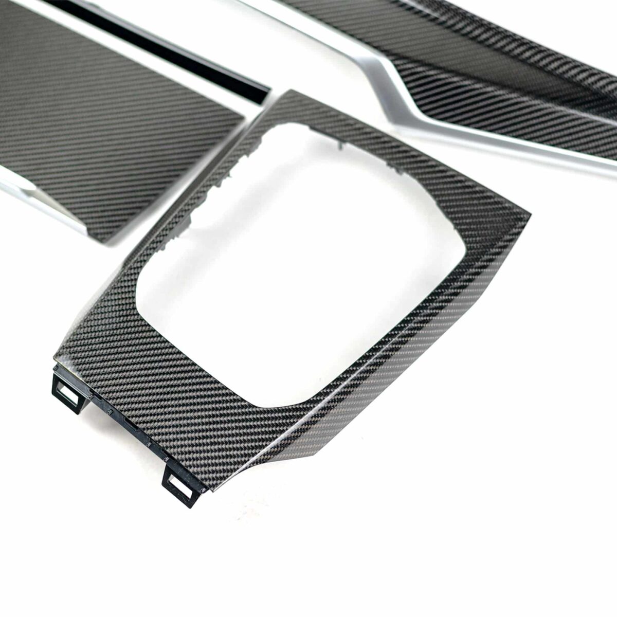 OEM BMW Gloss carbon fiber interior trim kit, curved display