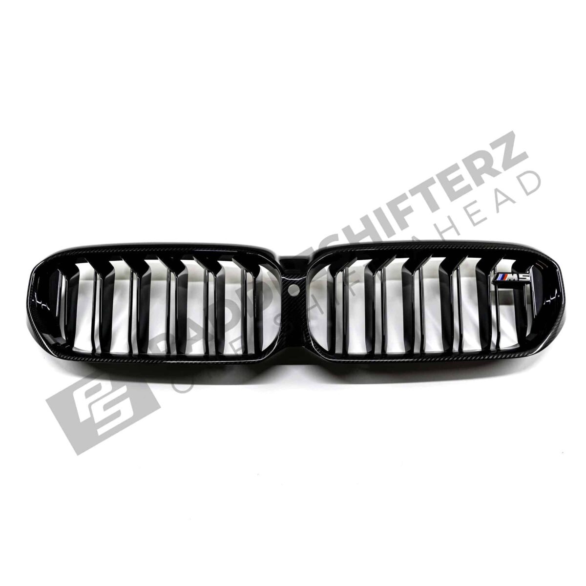 Top front view of OEM BMW M Perf F90 LCI Carbon front grille – 51712469540