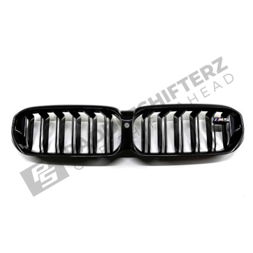 Top front view of OEM BMW M Perf F90 LCI Carbon front grille – 51712469540