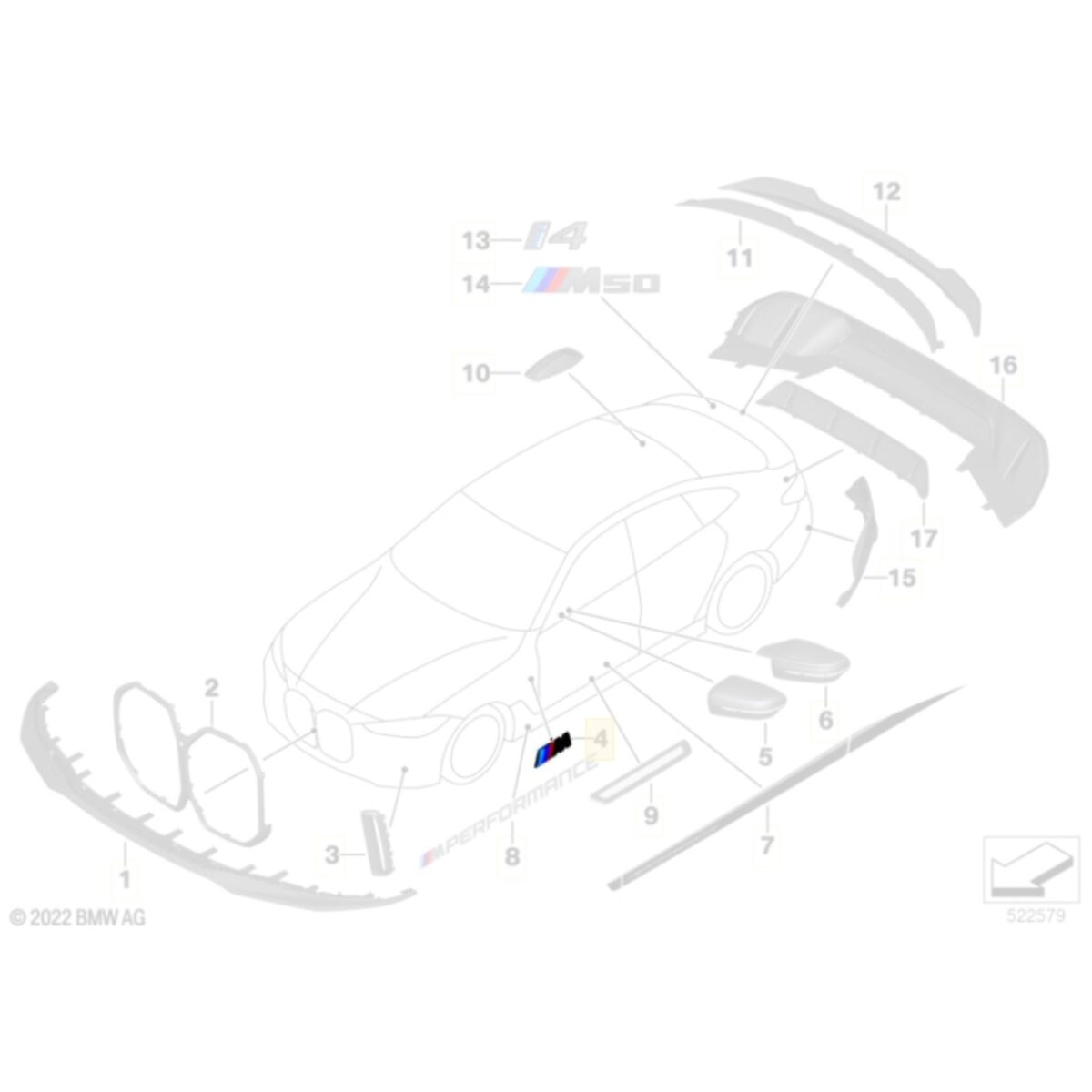 PaddleShifterz Original BMW Kofferraum-Emblem i4 G26 M Logo 51 14 5 A4B 373