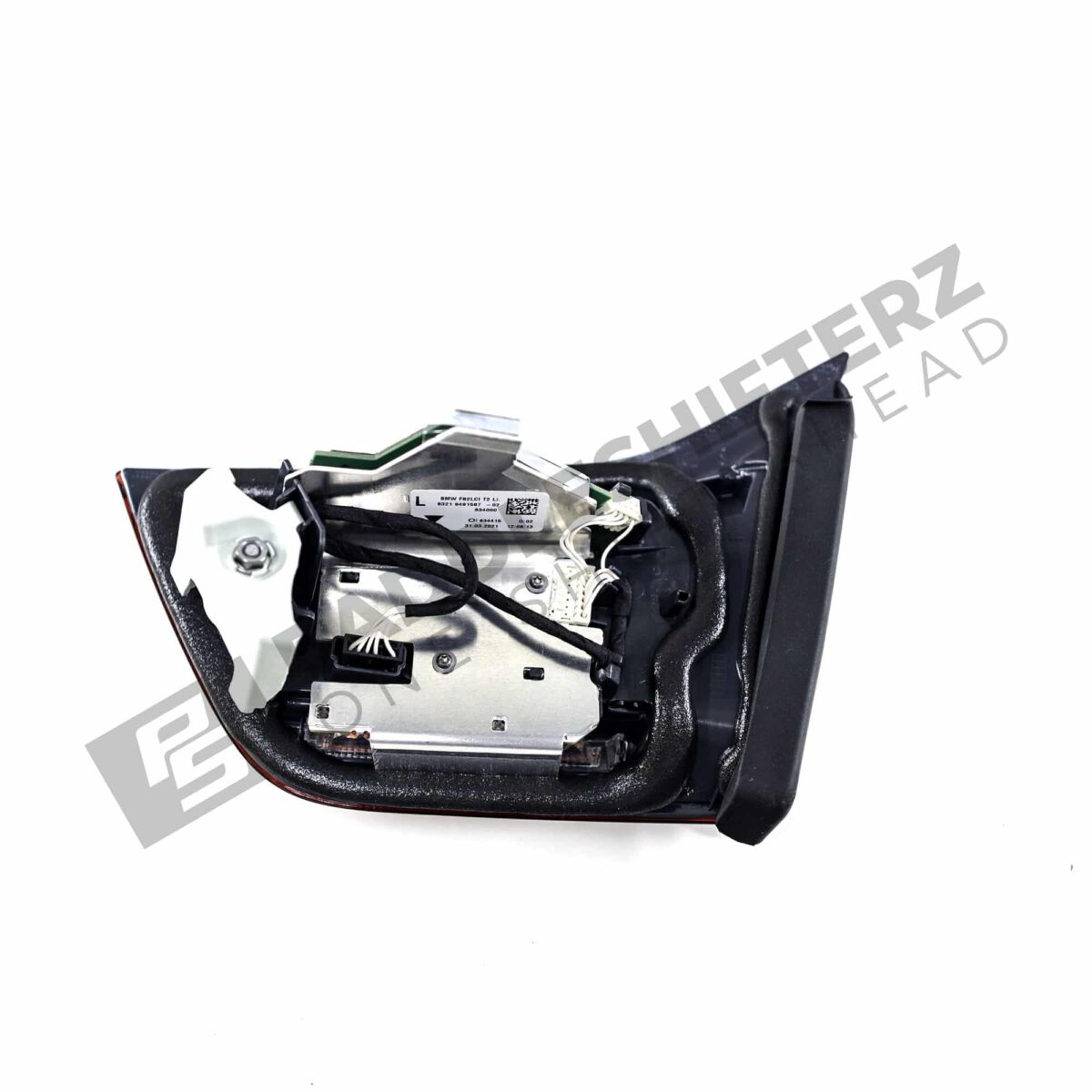Top rear view of OEM BMW F3X-F8X Shadow Line LCI rear side trunk lid left light 63219491587