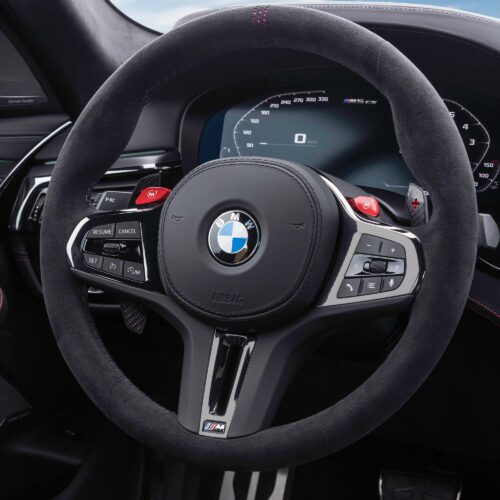PaddleShifterz OEM BMW M5 CS Gloss black steering wheel trim - 32309503440 fitted into a BMW F90 M5 CS