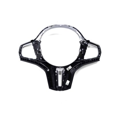 Rear view of the OEM BMW F90 M5 CS gloss black steering wheel trim 32309503440