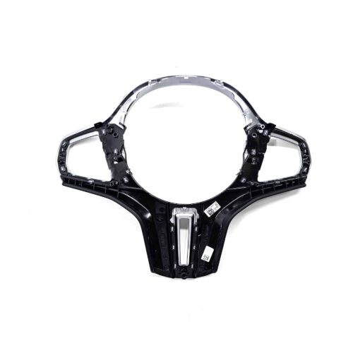 Rear view of the OEM BMW F90 M5 CS gloss black steering wheel trim 32309503440