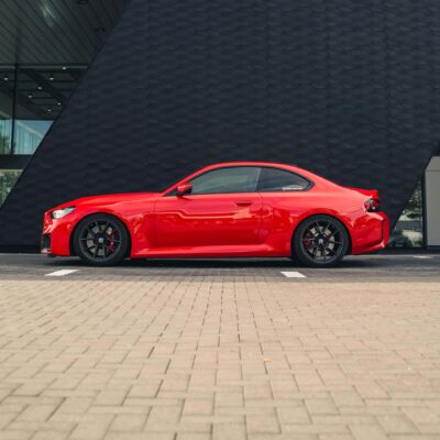 OEM BMW Forged 963M Frozen Gunmetal on a G87 M2 from the side
