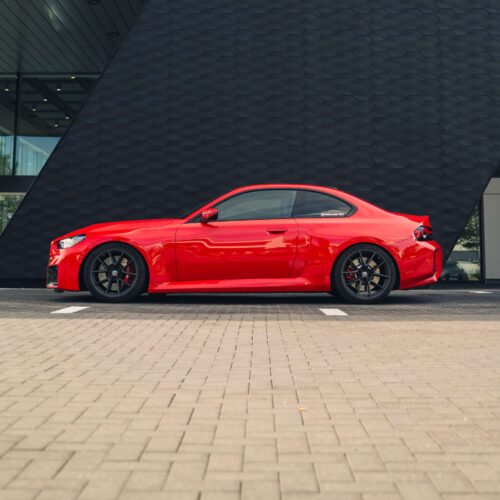 OEM BMW Forged 963M Frozen Gunmetal on a G87 M2 from the side