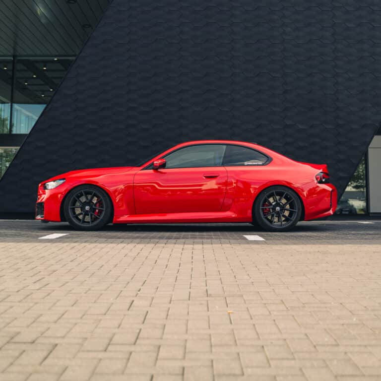 OEM BMW Forged 963M Frozen Gunmetal on a G87 M2 from the side