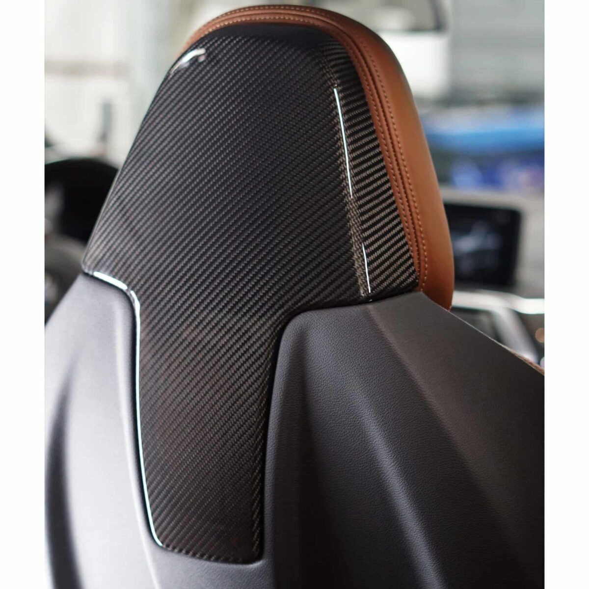 Carbon fiber seat back headrest covers - 2 pieces – Bild 2