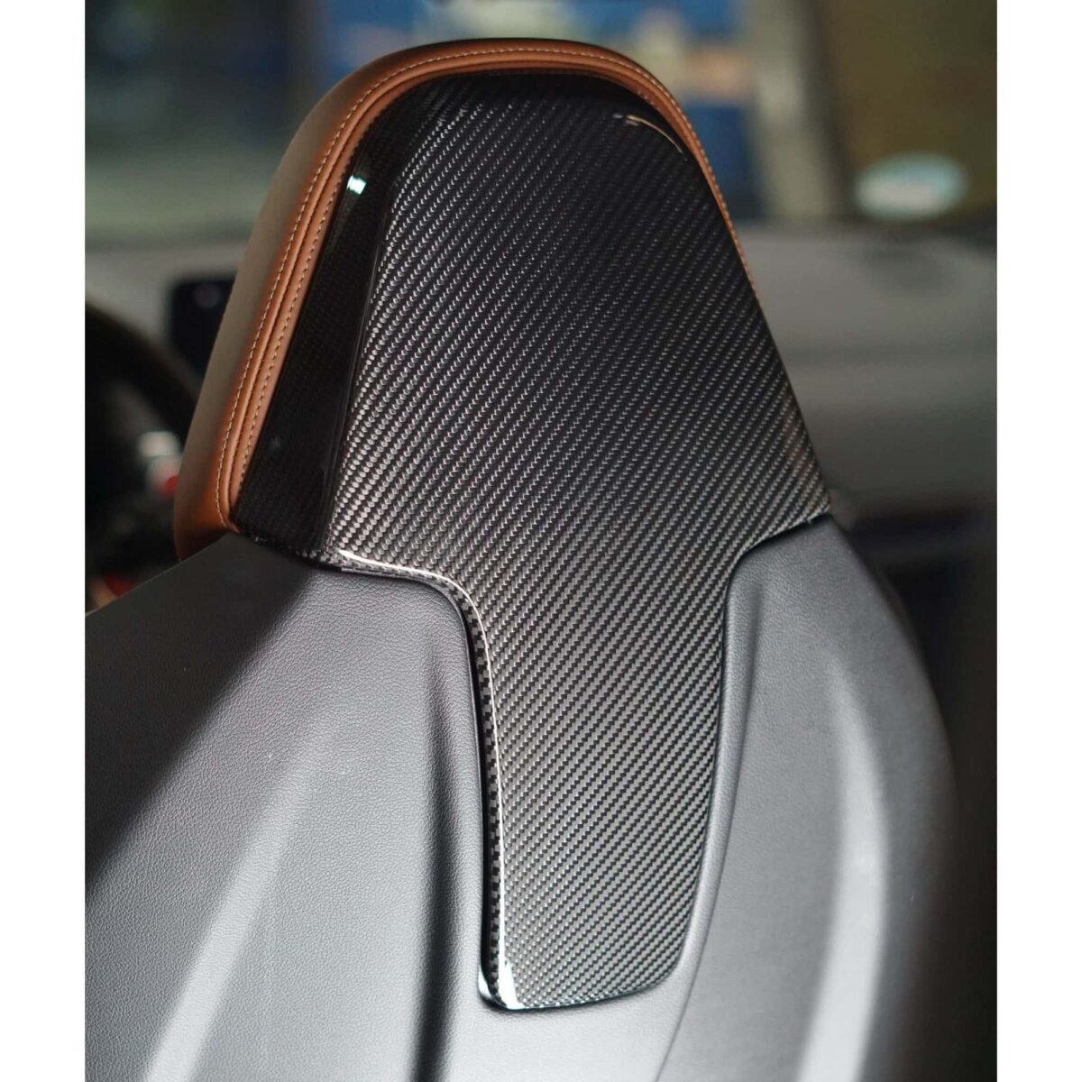 Carbon fiber seat back headrest covers - 2 pieces – Bild 3