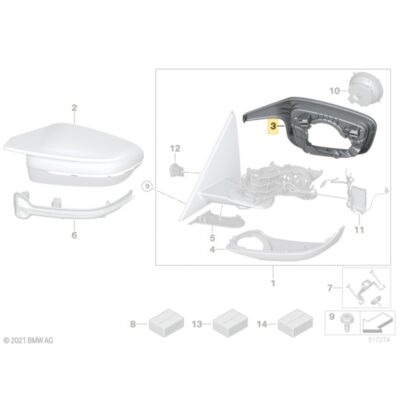 Diagramm von PaddleShifterz OEM BMW Gloss black Stützring für M Spiegelkappen - G26