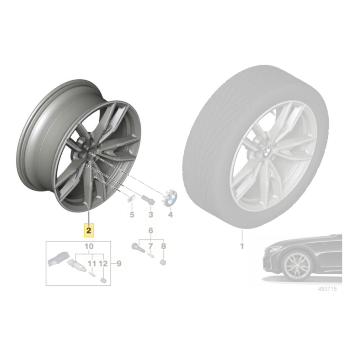 OEM BMW Light alloy wheel 792M rear 8,5JX19 ET40 36115A49EE6 - Image 2
