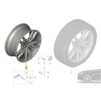 Alternative view of OEM BMW Light alloy wheel 792M rear 8,5JX19 ET40 36115A49EE6