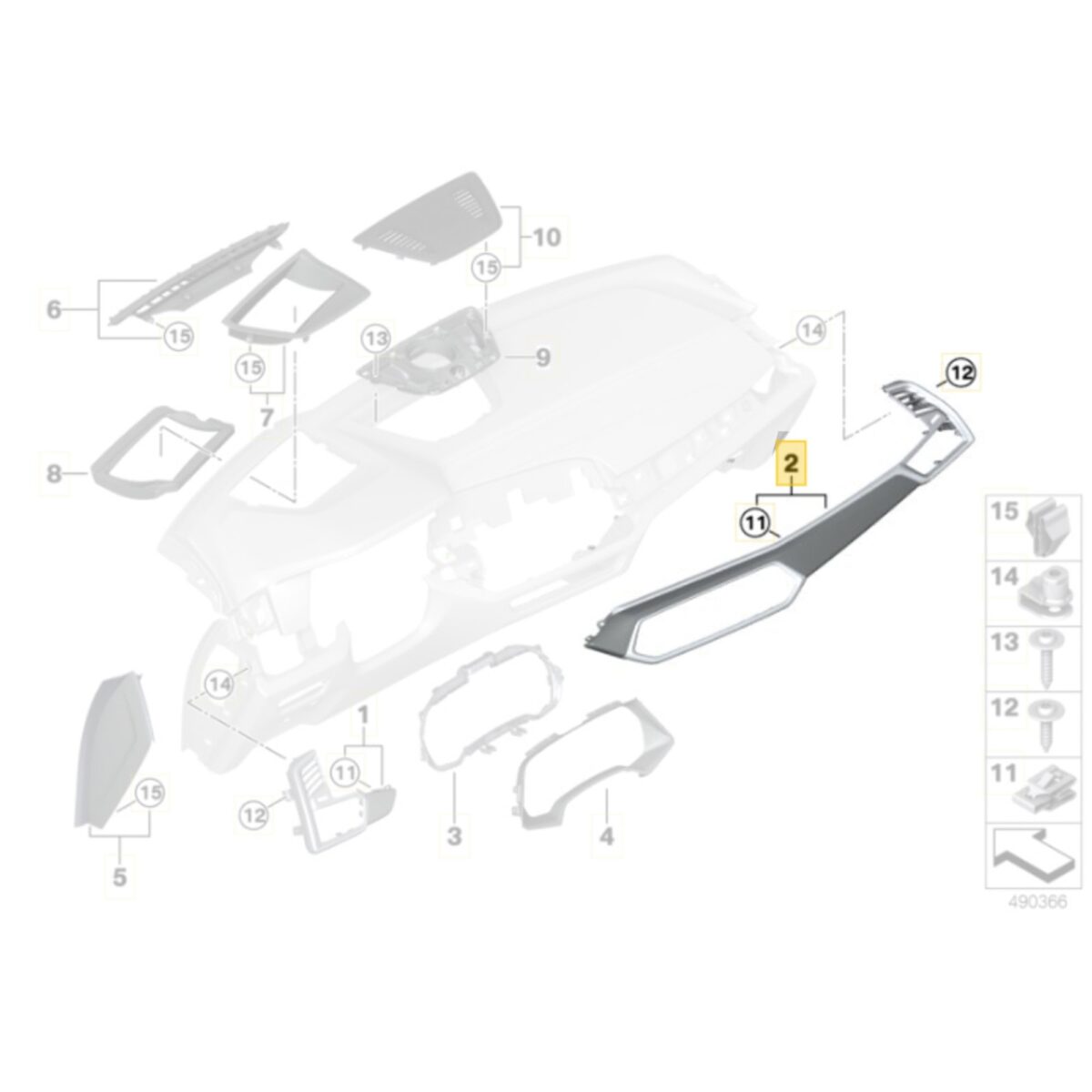 OEM BMW Carbonfaser Armaturenbrettverkleidung für X5, X6 - 51 45 8 745 378, 51 45 8 745 379