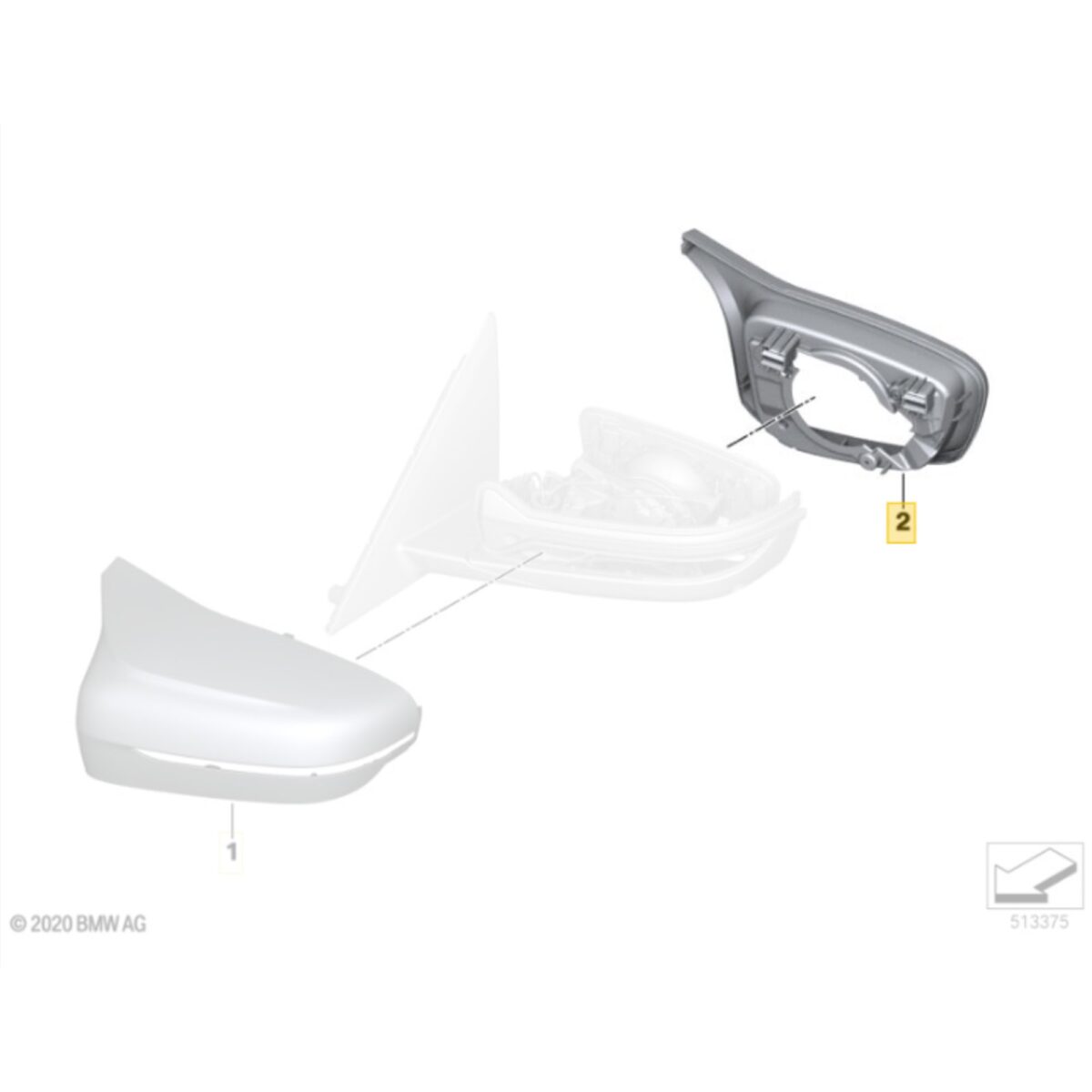 OEM BMW Gloss black supporting ring for :::M Mirror caps - 51168064655, 51168064656
