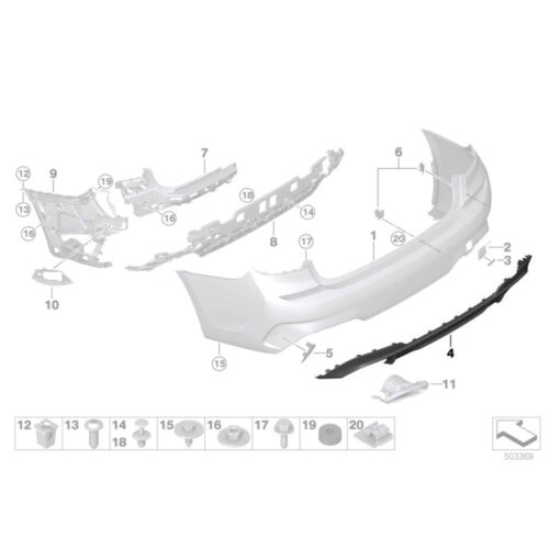 OEM BMW Gloss black M340i pre-LCI diffusor - 51128069391