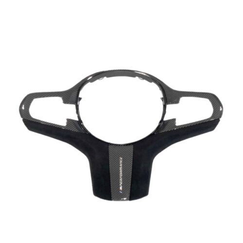 Original BMW M Performance steering wheel trim, available for your vehicle in carbon fiber + alcantara. Part number: 32302459669