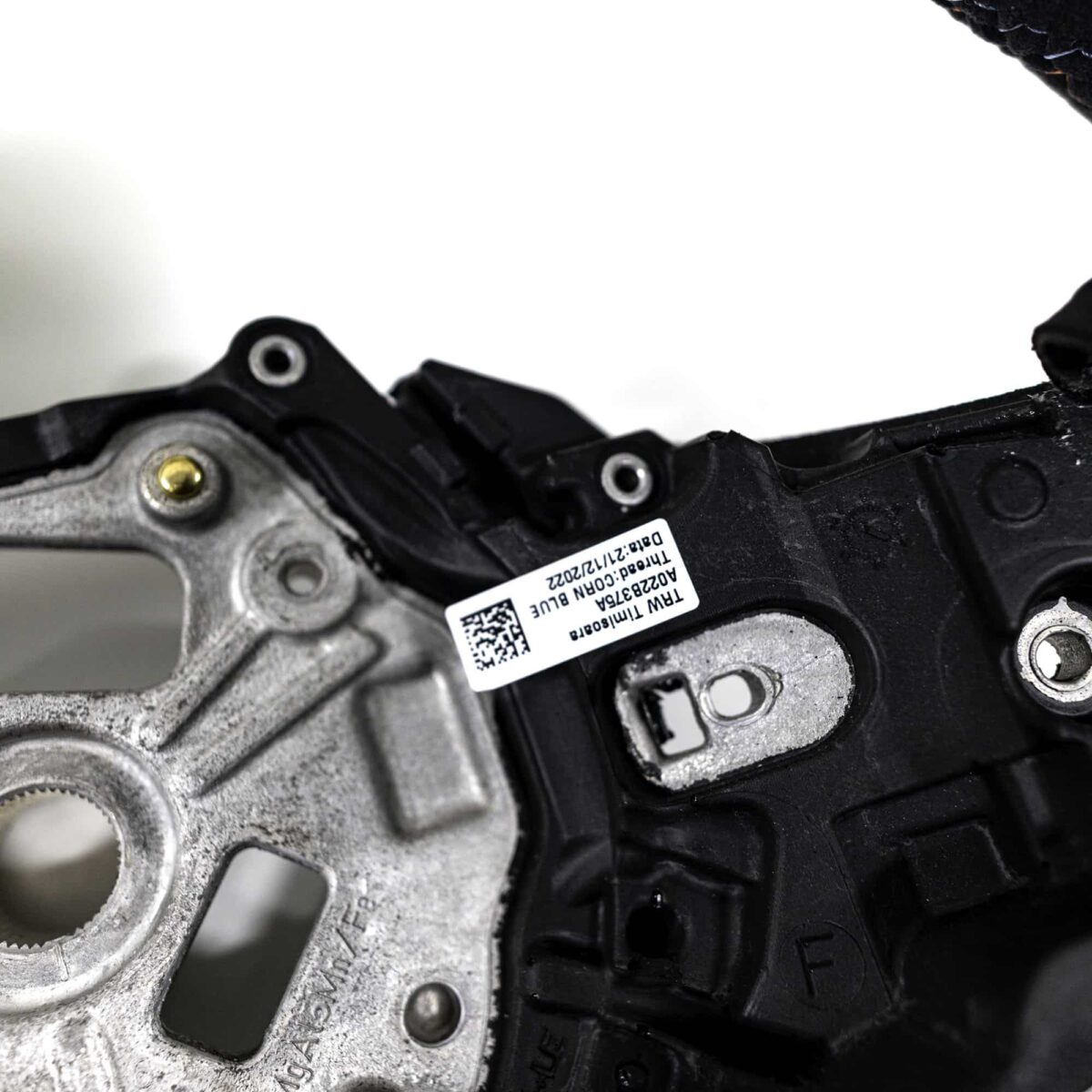 OEM BMW Alcantara steering wheel showing close up shot from right 32307874035