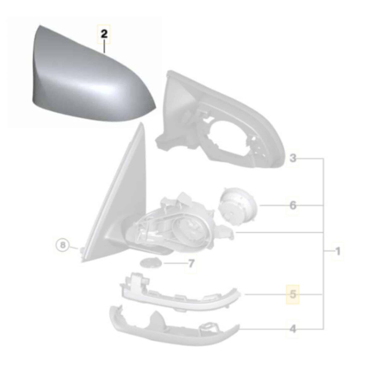 OEM BMW matte black primed mirror cap, left - 51168061707