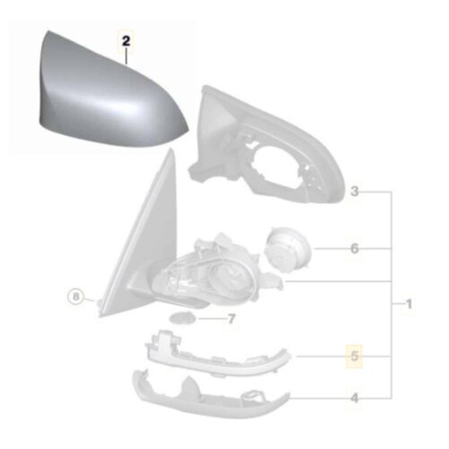 OEM BMW matte black primed mirror cap, right - 51168061708