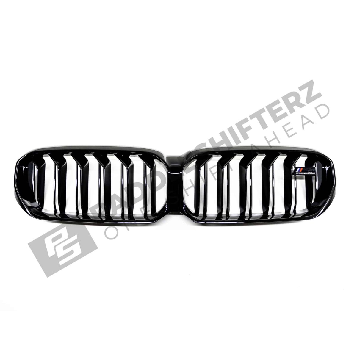 OEM BMW F90 M5 Competition gloss black Grille - 51138082107 top down shot from the front