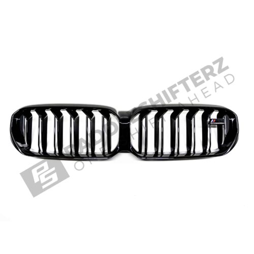 OEM BMW F90 M5 Competition gloss black Grille - 51138082107 top down shot from the front