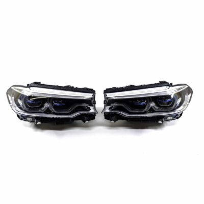 PaddleShifterz a set of OEM BMW F90 M5, G30 LCI laser headlights part number: 63135A07801 photographed from the front side by side