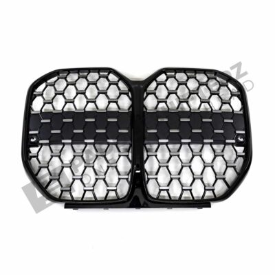 Front view of OEM BMW gloss black front grille - G26 - 51139466882