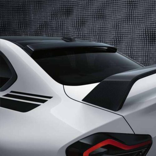 OEM BMW M Performance G87 M2 black roof spoiler 51625A63C67 installed on an M2 G87
