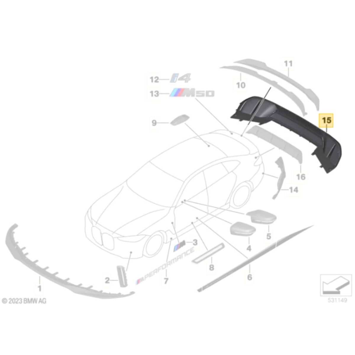 OEM BMW M Performance bumper trim gloss black - 51195A36857 – Bild 5