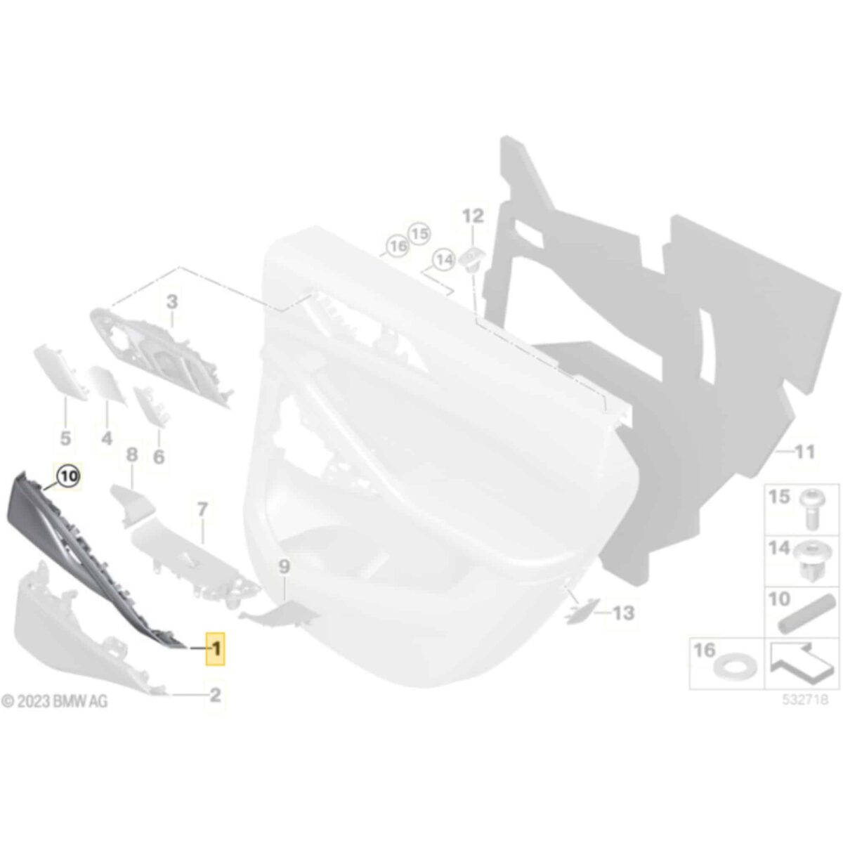 OEM BMW X5/X6 Carbon rear door trims 51428469209-51428469210 - Image 2