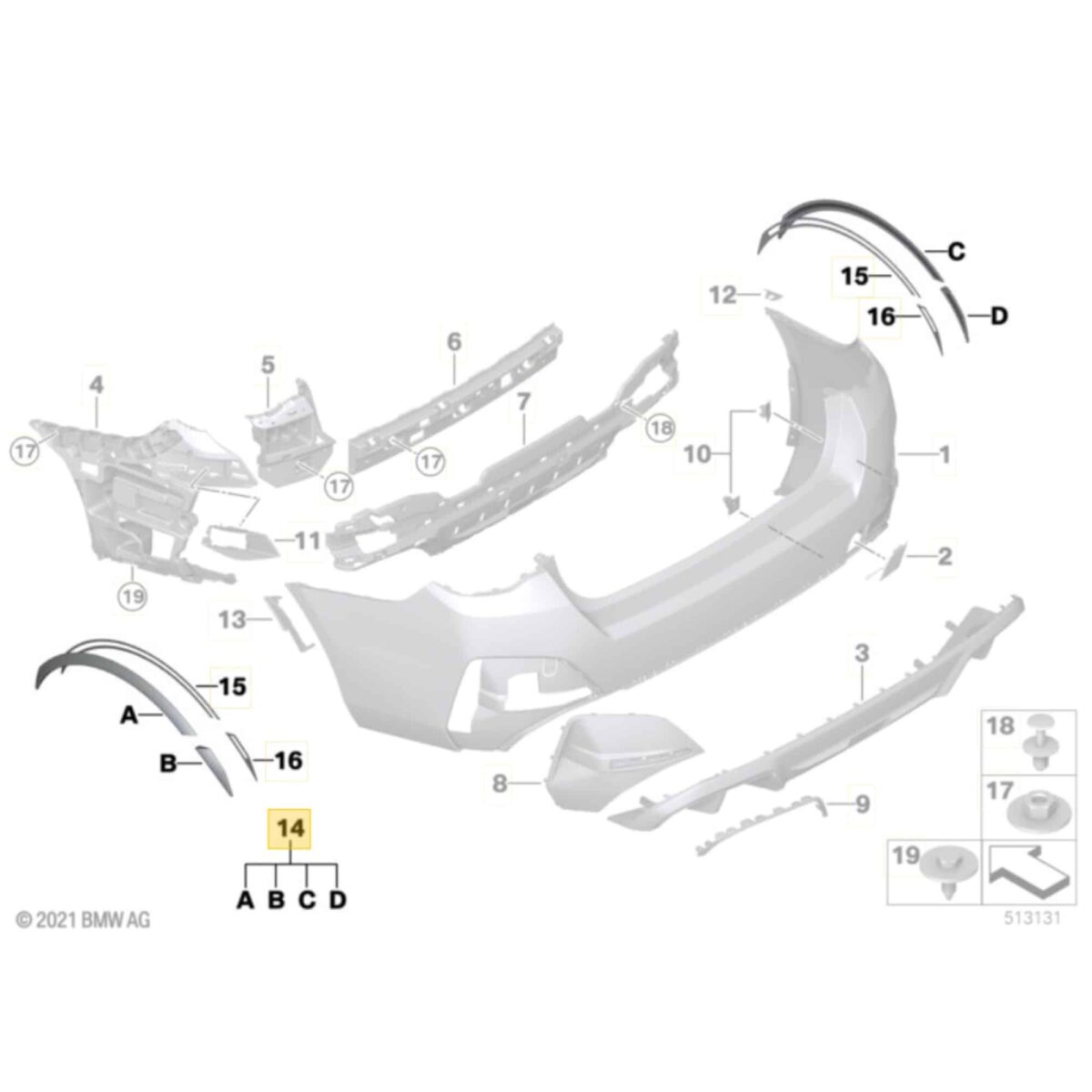 OEM BMW Rear fender flap set for BMW G26, full kit - 51775A3F259 – Bild 2