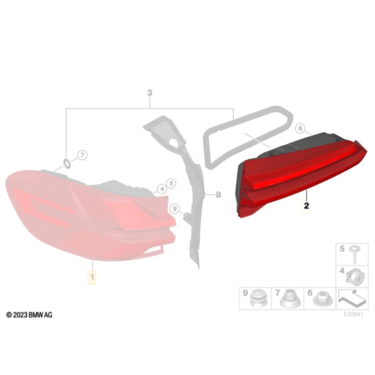 OEM BMW G05 LCI Rücklicht LED, Heckklappe rechts EU 63215A11EC2