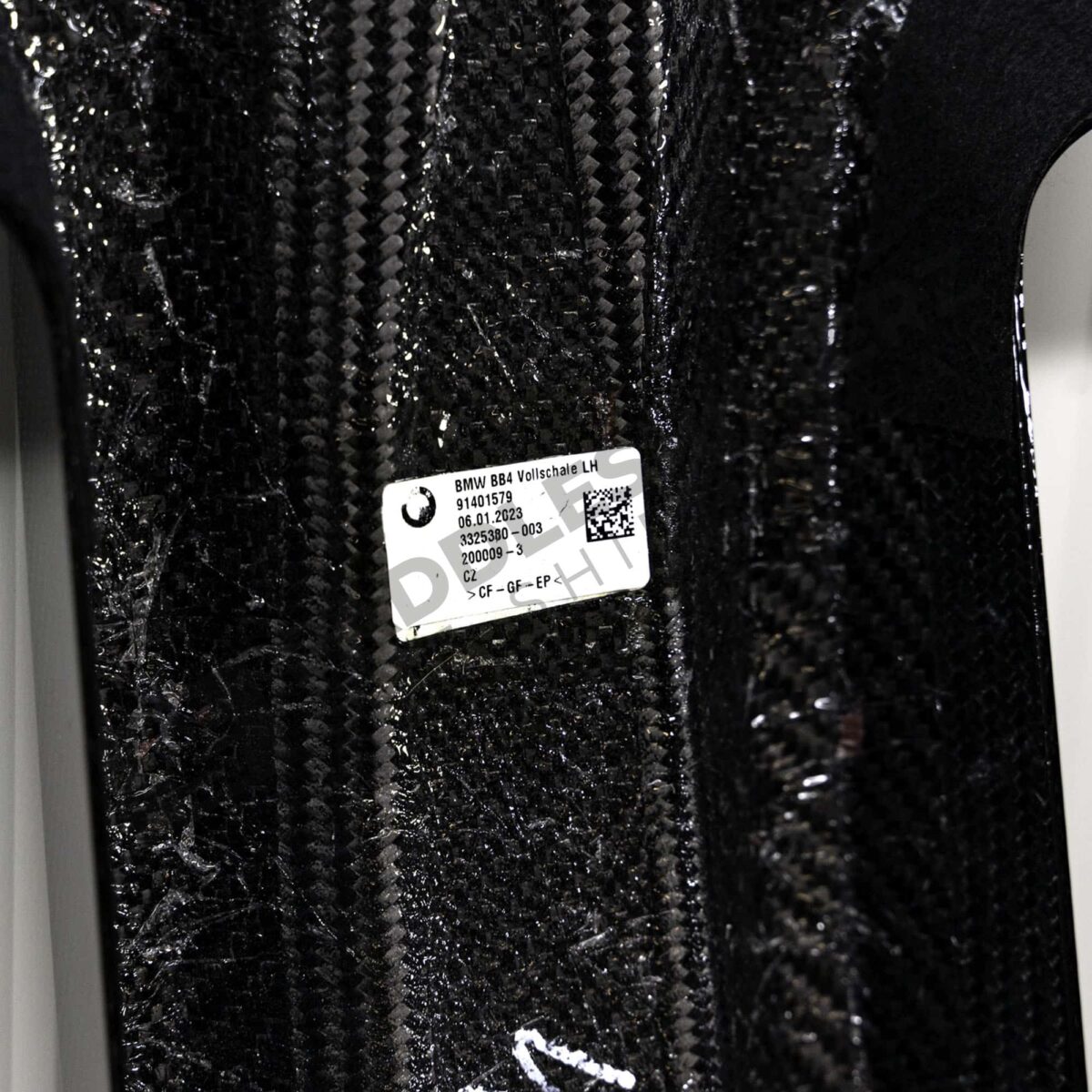 Close up shot of the bare carbon part of the OEM BMW G82 M4 CSL Complete Left Carbon fiber bucket seat