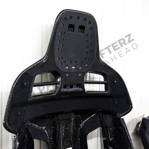 Close up shot of the carbon headrest of the OEM BMW G82 M4 CSL Complete Left Carbon fiber bucket seat