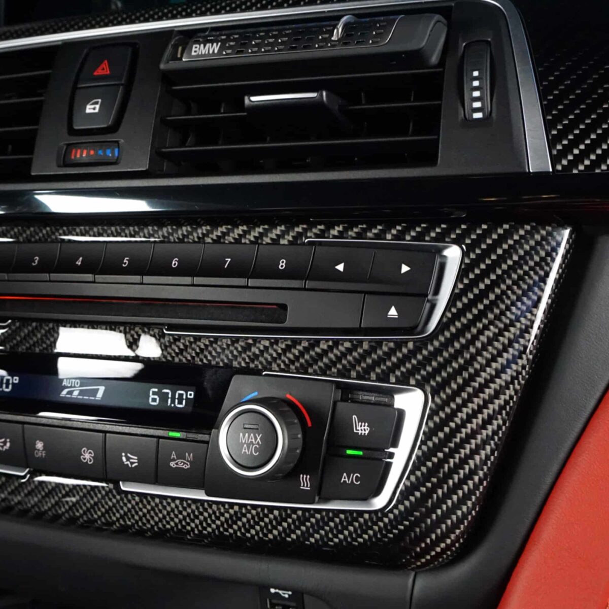 Individual Carbon Fiber radio trim for BMW 3, 4 Series (LCI) - Faserschmiede structured gloss 2