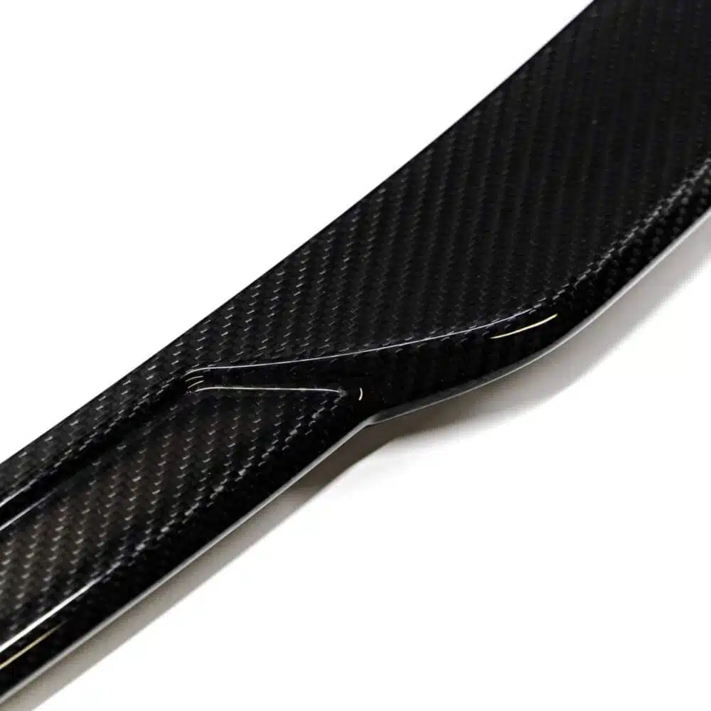 Close up view of the OEM BMW M Performance Carbon fiber trunk spoiler - 51195A57B14 for the BMW G20 LCI