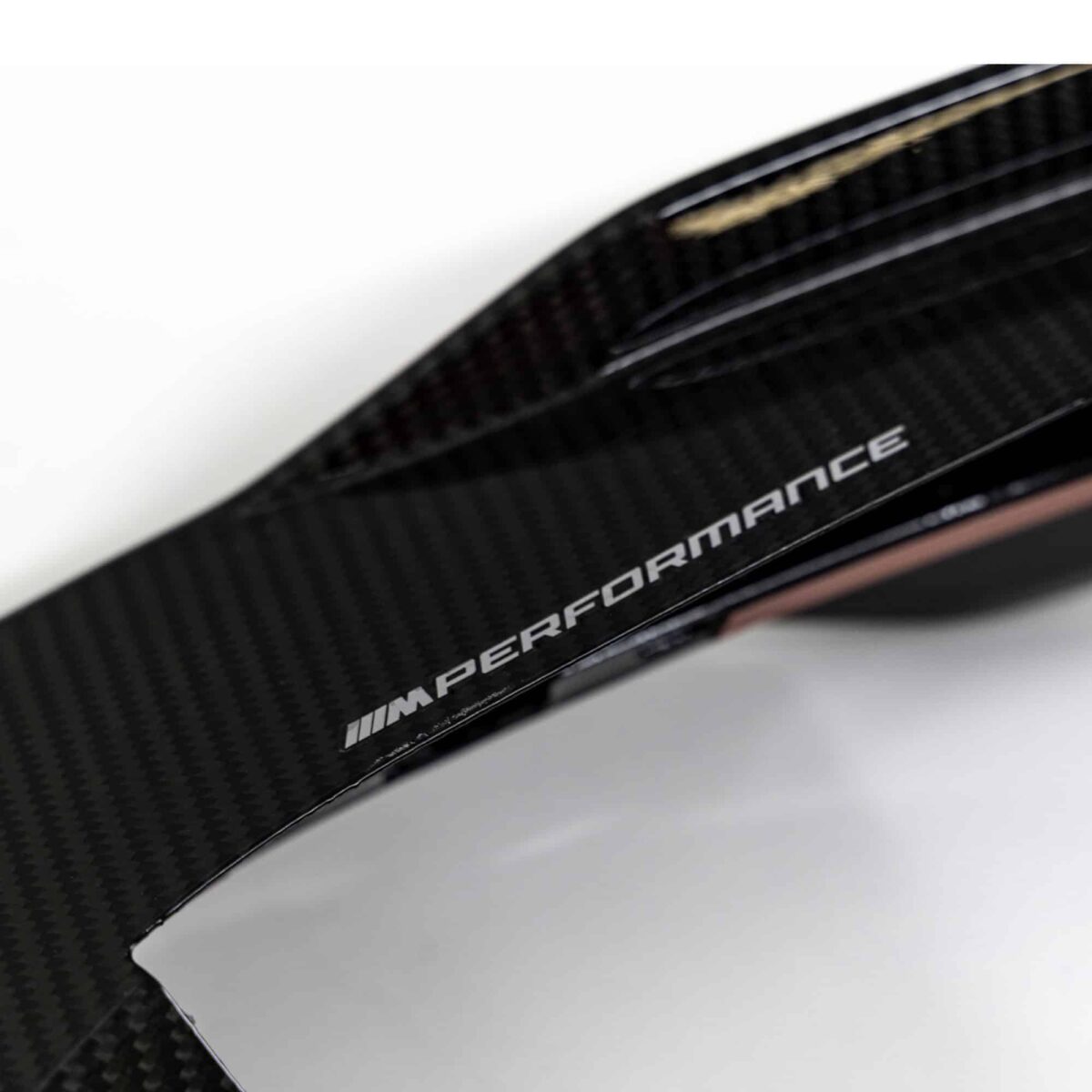 OEM BMW M Perf Carbon fiber front lip left - 51115A6FE81 M performance logo