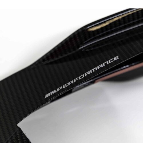 OEM BMW M Perf Carbon fiber front lip left - 51115A6FE81 M performance logo