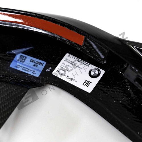 OEM BMW M Perf Carbon fiber front lip right - 51115A6FE82 label view