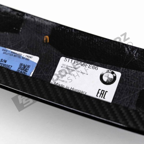 OEM BMW M Perf Carbon front lip centre right - 51115A6FE86 label